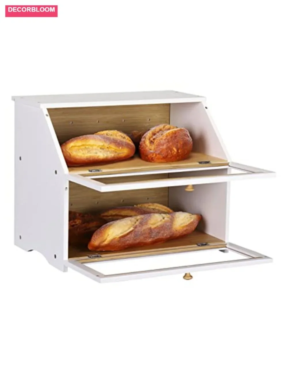 Double Layer Bamboo Bread Box with Clear Window
